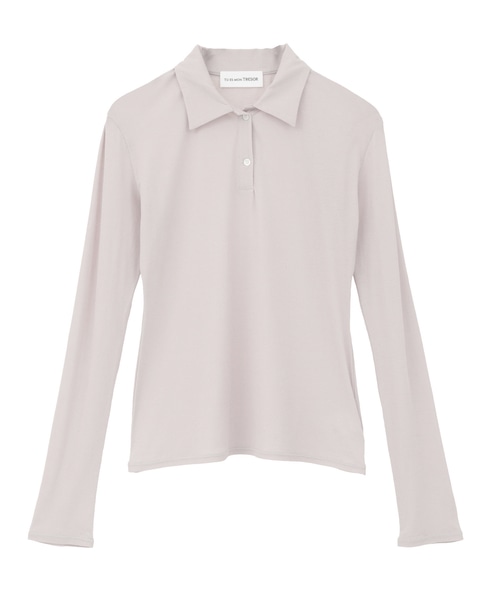【TU ES MON TRESOR /トゥ エ モン トレゾア】Long-Sleeve Polo Shirt 詳細画像 グレージュ 1