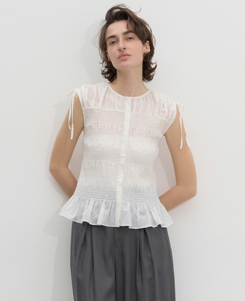 シャーリングブラウス 詳細画像 ホワイト 2