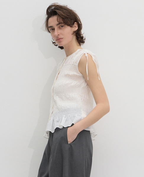 シャーリングブラウス 詳細画像 ホワイト 3