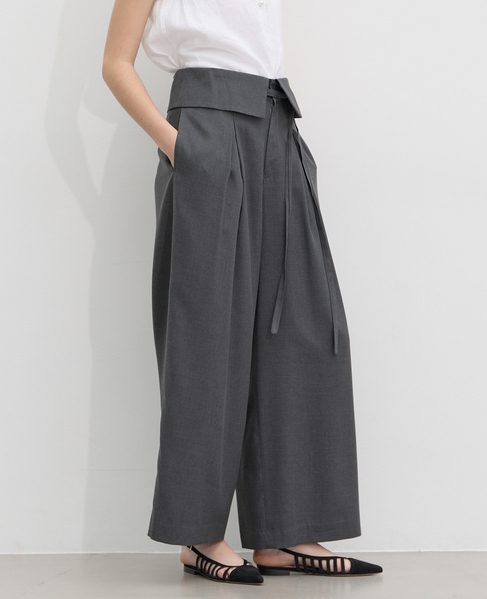 ウエスト折り返しワイドパンツ 詳細画像 チャコールグレー 3