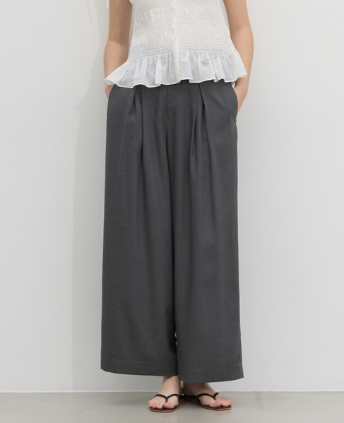 ウエスト折り返しワイドパンツ 詳細画像 チャコールグレー 4