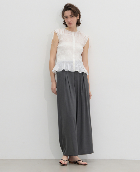 ウエスト折り返しワイドパンツ 詳細画像 チャコールグレー 8