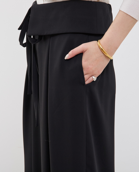 ウエスト折り返しワイドパンツ 詳細画像 ブラック 10