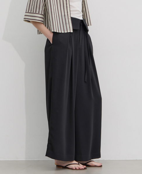 ウエスト折り返しワイドパンツ 詳細画像 ブラック 3