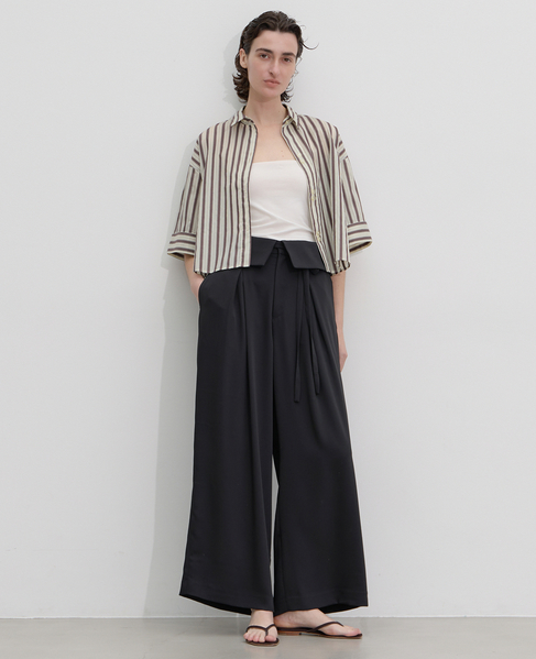 ウエスト折り返しワイドパンツ 詳細画像 ブラック 4