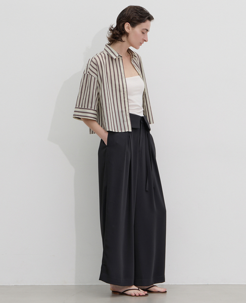 ウエスト折り返しワイドパンツ 詳細画像 ブラック 5