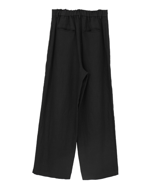 リネン製品染めワイドパンツ 詳細画像 ブラック 2