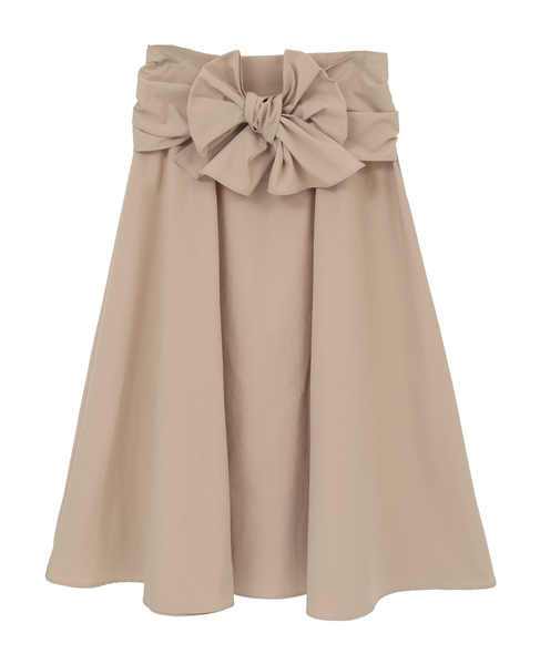 ウエストリボンフレアスカート 詳細画像 ベージュ 1