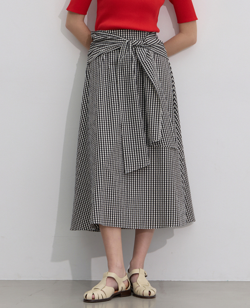 ウエストリボンフレアスカート 詳細画像 ギンガム 1