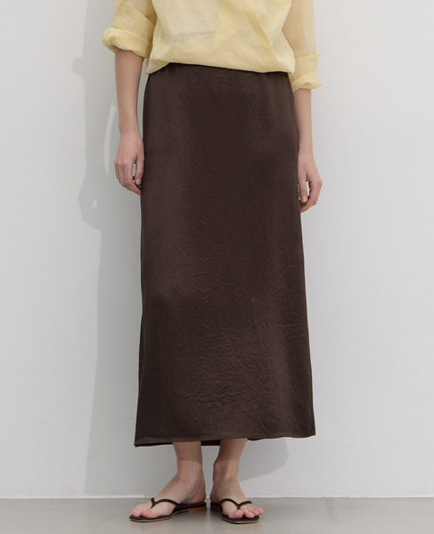 ヴィンテージライクサテンロングスカート 詳細画像 ダークブラウン 1