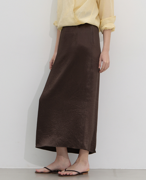 ヴィンテージライクサテンロングスカート 詳細画像 ダークブラウン 2
