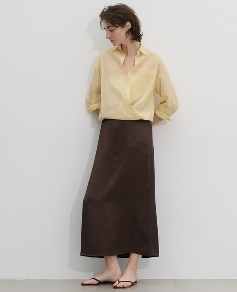 ヴィンテージライクサテンロングスカート 詳細画像 ダークブラウン 4