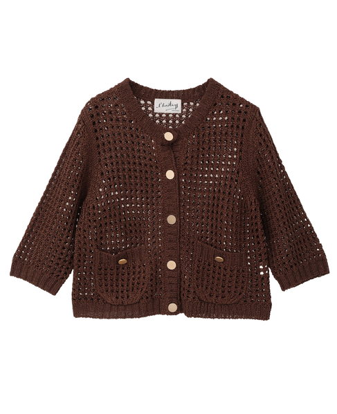 【l’heritage martinique/レリタージュ マルティニーク】キュプラテープクルーネックカーディガン 詳細画像 ブラウン 1