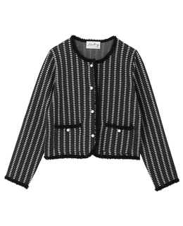 【l’heritage martinique/レリタージュ マルティニーク】ジャガードクルーネックジャケットカーディガン