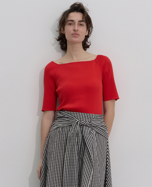 ワイドスクエアネックプルオーバー 詳細画像 レッド 1