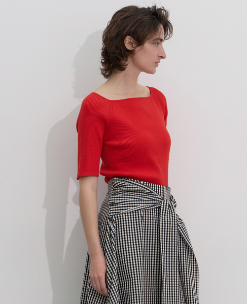 ワイドスクエアネックプルオーバー 詳細画像 レッド 3