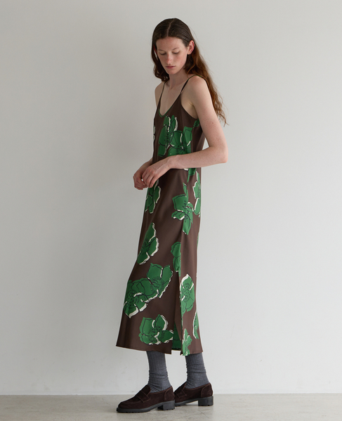 【BANANATIME / バナナタイム】BIAS SLIPDRESS WINTER ROSE CHOCOLATE 詳細画像 ブラウン 2