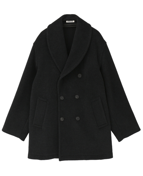 【AURALEE/オーラリー】WOOL HERRINGBONE SHAWL COLLAR COAT 詳細画像 チャコールグレー 1
