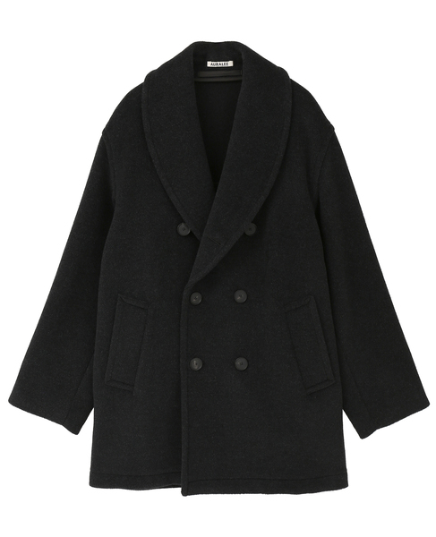 【AURALEE/オーラリー】WOOL HERRINGBONE SHAWL COLLAR COAT 詳細画像 チャコールグレー 10