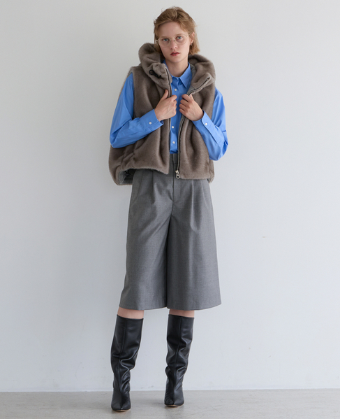 【COGTHEBIGSMOKE/コグザビッグスモーク】ORAH HOODY CROPPED VEST 詳細画像 グレージュ 4