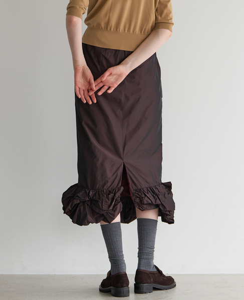 【MARGE /マージ 】Taffeta balloon hem skirt 詳細画像 ボルドー 3