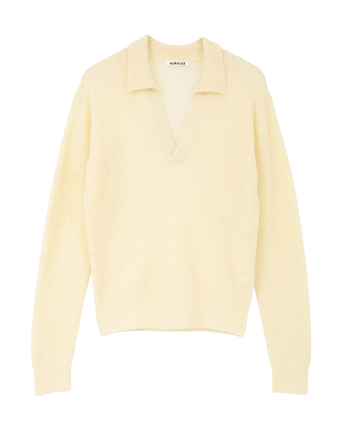【AURALEE/オーラリー】BABY SURI ALPACA SHEER KNIT SKIPPER POLO 詳細画像 生成り 1