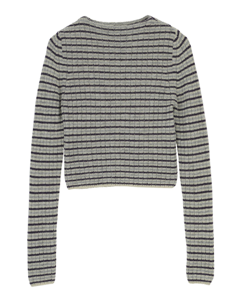 【AURALEE/オーラリー】SHETLAND WOOL CASHMERE RIB KNIT BOAT-NECK P/O 詳細画像 ストライプ 1
