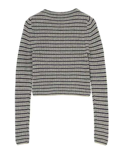 【AURALEE/オーラリー】SHETLAND WOOL CASHMERE RIB KNIT BOAT-NECK P/O 詳細画像 ストライプ 2