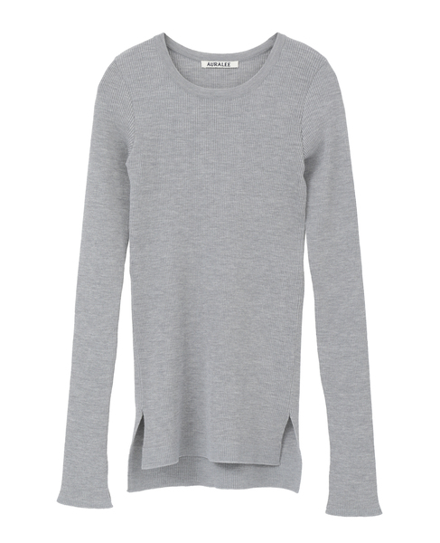 【AURALEE/オーラリー】SUPER FINE WOOL HIGH GAUGE RIB KNIT P/O 詳細画像 杢グレー 1