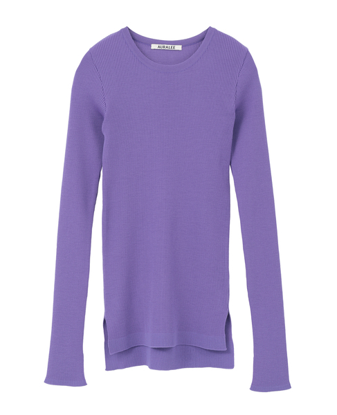 【AURALEE/オーラリー】SUPER FINE WOOL HIGH GAUGE RIB KNIT P/O 詳細画像 パープル 1