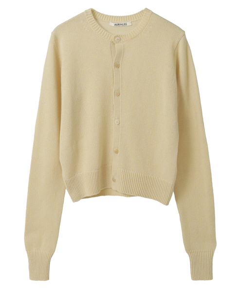 【AURALEE/オーラリー】LIGHT CASHMERE KNIT CREW-NECK CARDIGAN 詳細画像 生成り 1