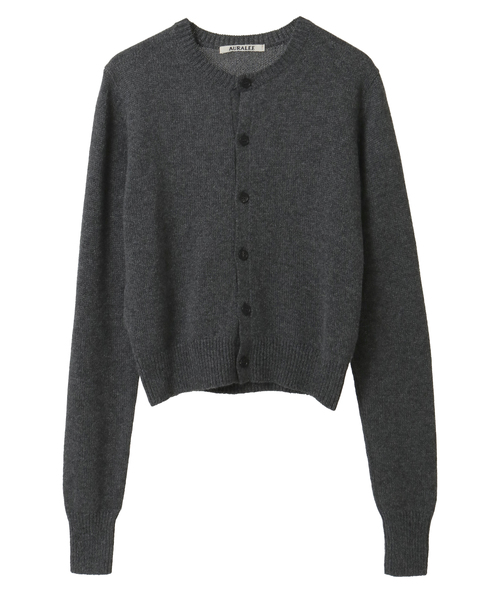 【AURALEE/オーラリー】LIGHT CASHMERE KNIT CREW-NECK CARDIGAN 詳細画像 チャコールグレー 1