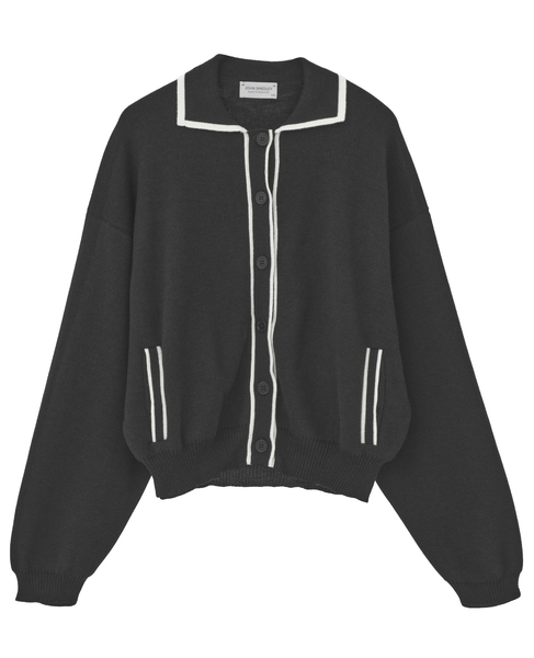 【JOHN SMEDLEY/ジョンスメドレー】ティッピング長袖ニットブルゾン 詳細画像 ブラック 1