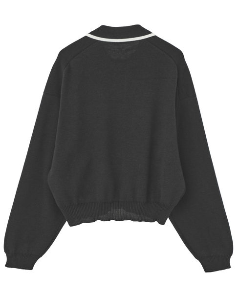 【JOHN SMEDLEY/ジョンスメドレー】ティッピング長袖ニットブルゾン 詳細画像 ブラック 2