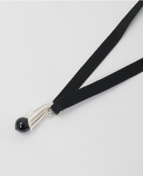 【TEINTE/ タント】CALLA ONYX RIBBON NECKLACE 詳細画像 ブラック 2