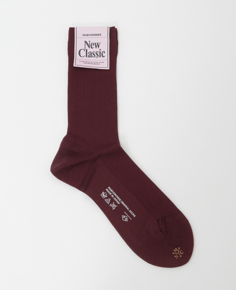 【MARCOMONDE/マルコモンド】fine gauge cotton ribbed socks23 詳細画像 ボルドー 1
