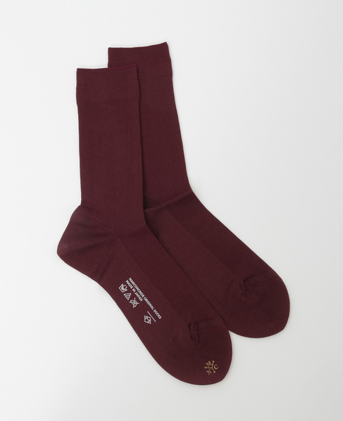 【MARCOMONDE/マルコモンド】fine gauge cotton ribbed socks23 詳細画像 ボルドー 2