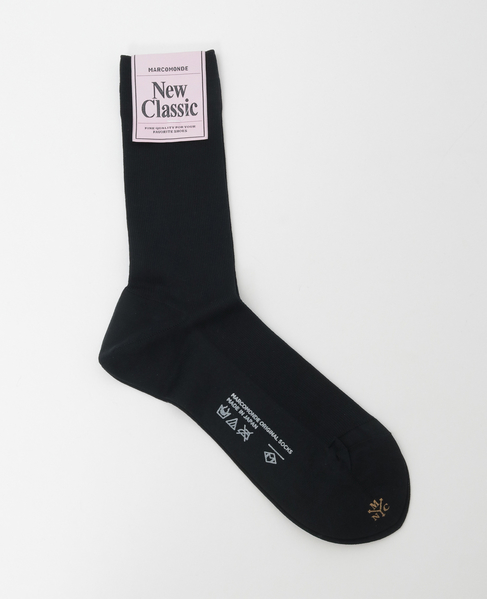 【MARCOMONDE/マルコモンド】fine gauge cotton ribbed socks23 詳細画像 ブラック 1