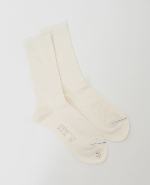 【MARCOMONDE/マルコモンド】silk ribbed socks 詳細画像 ホワイト 2