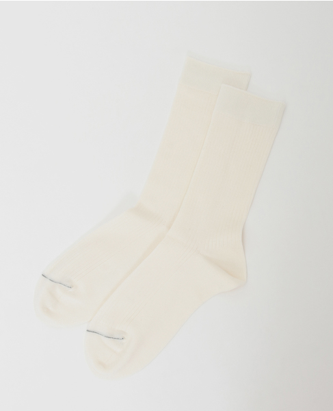 【MARCOMONDE/マルコモンド】silk ribbed socks 詳細画像 ホワイト 3