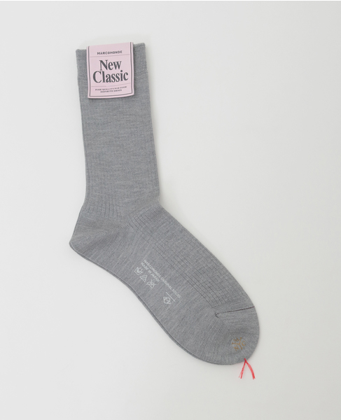 【MARCOMONDE/マルコモンド】silk ribbed socks 詳細画像 グレー 1