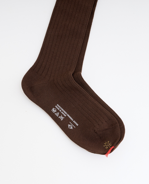 【MARCOMONDE/マルコモンド】wool wide ribbed high socks 詳細画像 ブラウン 2