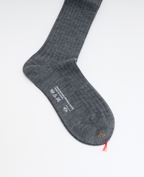 【MARCOMONDE/マルコモンド】wool wide ribbed high socks 詳細画像 チャコールグレー 2