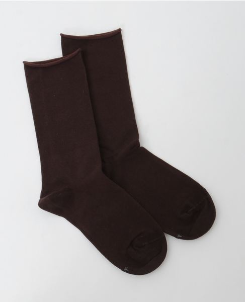 【BLEUFORET/ブルーフォレ】SOLID COLORS VELVET COTTON SOCKS 詳細画像 ブラウン 2
