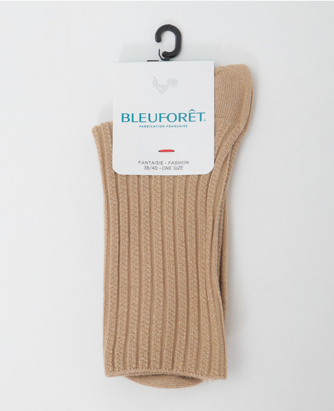 【BLEUFORET/ブルーフォレ】RIBBED LUREX SOCKS 詳細画像 ベージュ 1