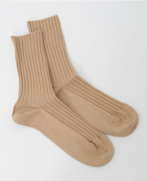 【BLEUFORET/ブルーフォレ】RIBBED LUREX SOCKS 詳細画像 ベージュ 2