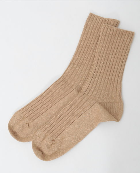 【BLEUFORET/ブルーフォレ】RIBBED LUREX SOCKS 詳細画像 ベージュ 3