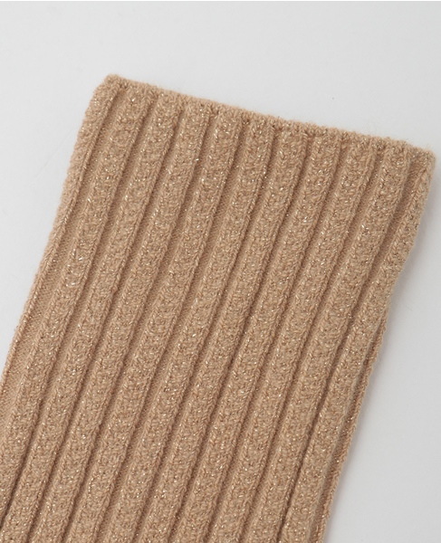 【BLEUFORET/ブルーフォレ】RIBBED LUREX SOCKS 詳細画像 ベージュ 4