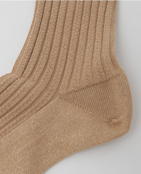 【BLEUFORET/ブルーフォレ】RIBBED LUREX SOCKS 詳細画像 ベージュ 5
