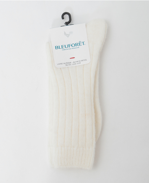 【BLEUFORET/ブルーフォレ】RIBBED ALPACA WOOL SOCKS 詳細画像 生成り 1